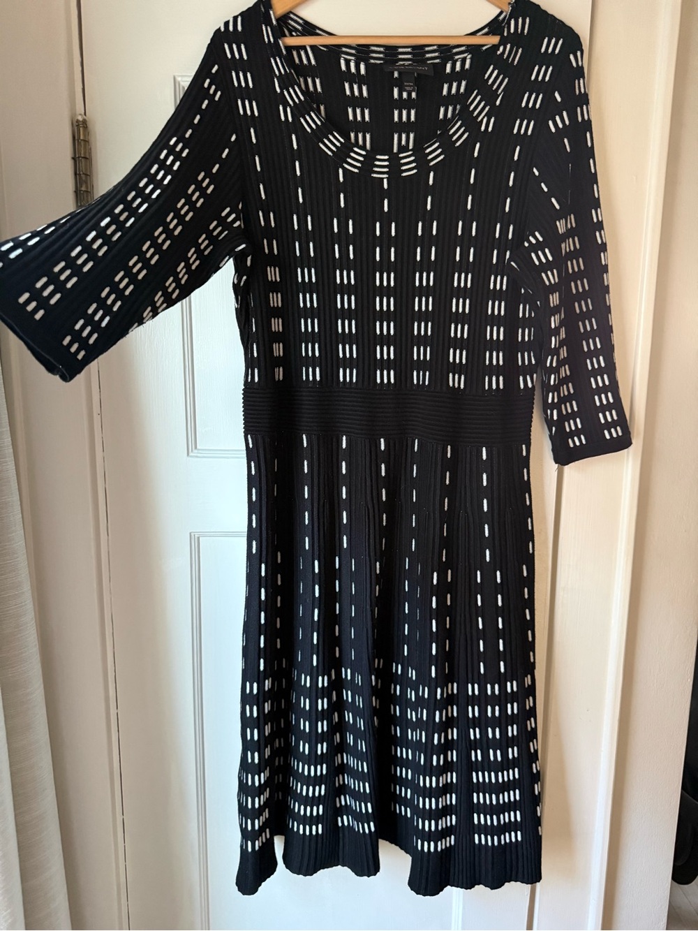 Lane Bryant Black and White Patterned Ribbed Sweater Dress Size 22/24